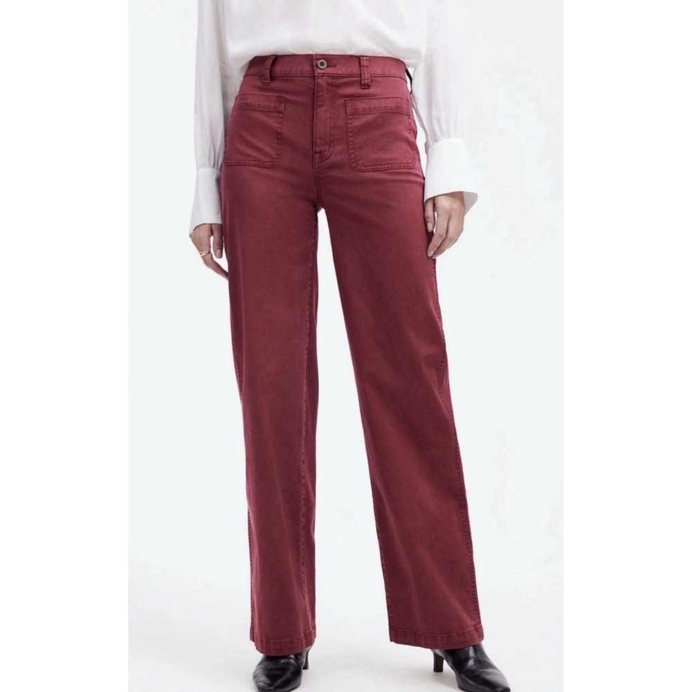 Madewell Emmett Wide Leg Pants‎ Womens 33/16 Red Claret Patch Pocket NWT